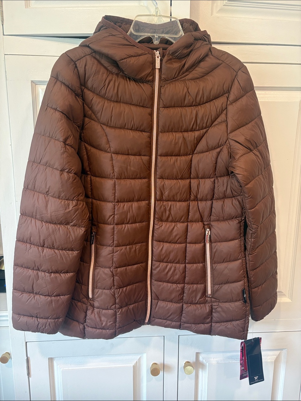 New Reebok Cognac Glacier Shield Insulated Quilted Puffer jacket